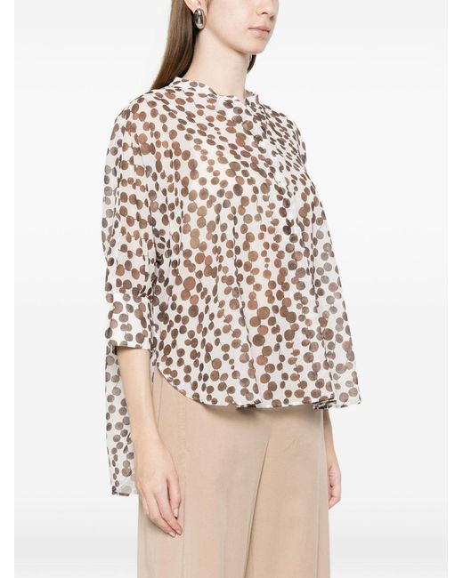 Trame Auree White Printed Cotton Blouse