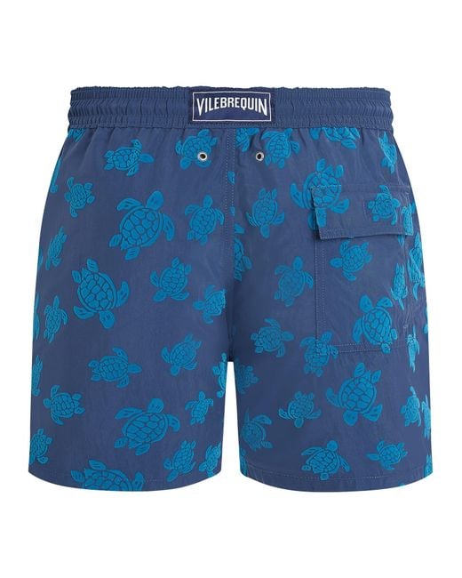 Vilebrequin Blue Swim Shorts With Tonal Turtle Print for men