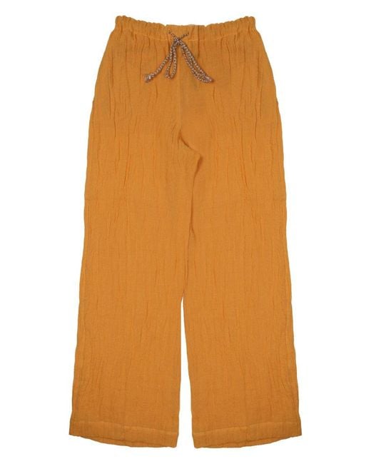 120% Lino Orange Elegant Trousers