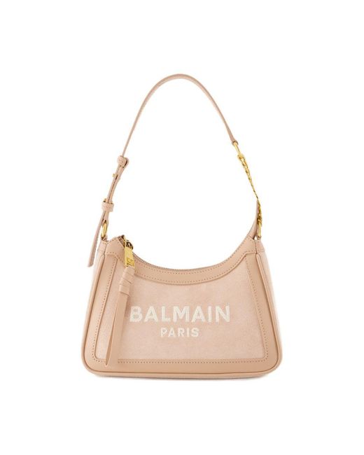 Balmain B Leger Schoudertas Leather Pink in het Natural