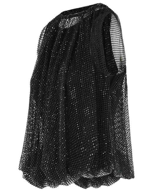 Sportmax Black 'Nodo' Mesh Top With Crystals