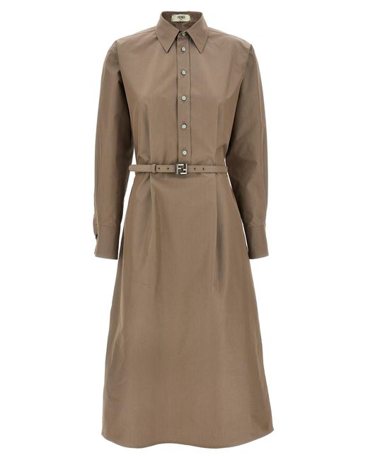 Robe MIDI Chemisier Fendi en coloris Natural