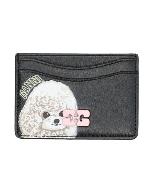 Ganni Gray Poddle Bow Card Holder