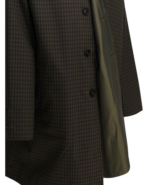 Maison Margiela Black Plaid Raincoat Jackets And Coats Green