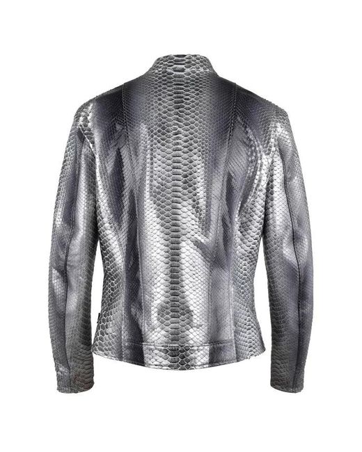 Philipp Plein Gray Leather Jacket