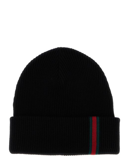 Bonnet à détail Web Gucci pour homme en coloris Black