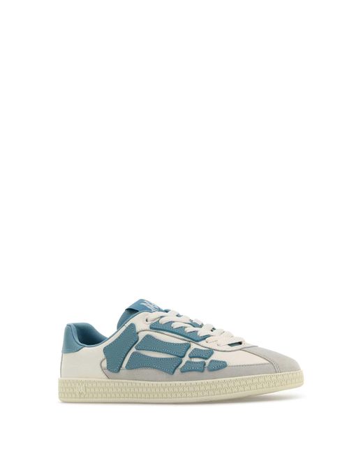 Amiri Blue Leather And Suede Pacific Bones Sneakers for men