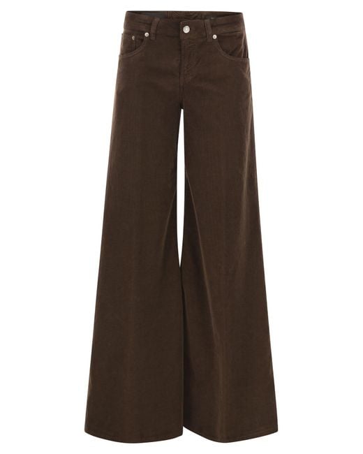 Dondup Brown Marlen Wide Leg Velvet Trousers