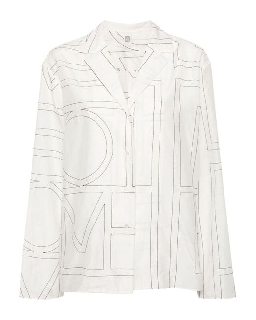 Totême White Monogram Logo Blouse