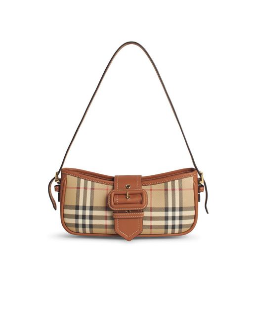 Burberry White 'Sling' Beige Lear Tasche