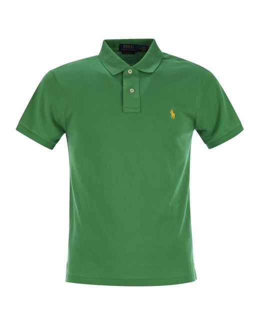 Polo Ralph Lauren Green Slim-Fit Pique Polo Shirt for men