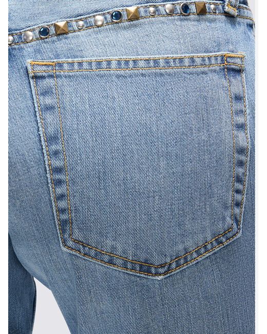 Re/done Blue Twisted Mid Rise Bootcut Cotton Jeans