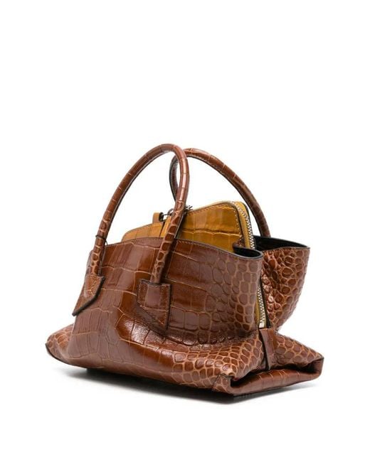 The Attico Brown La Passeggiata Mini Tote Bag