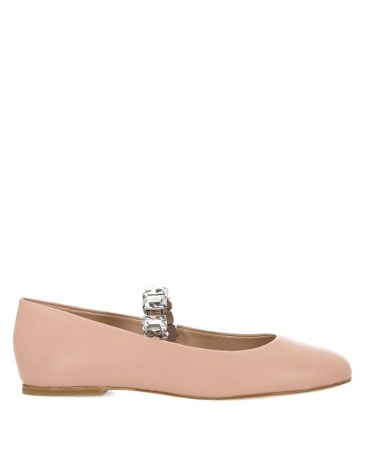 Casadei Crystal Ballet Flats Met Kristalarmband in het Pink