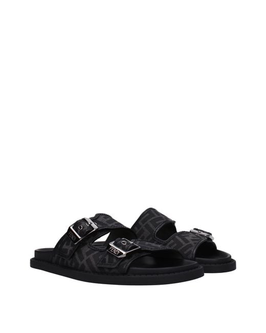 Fendi Black Slippers And Clogs Fabric