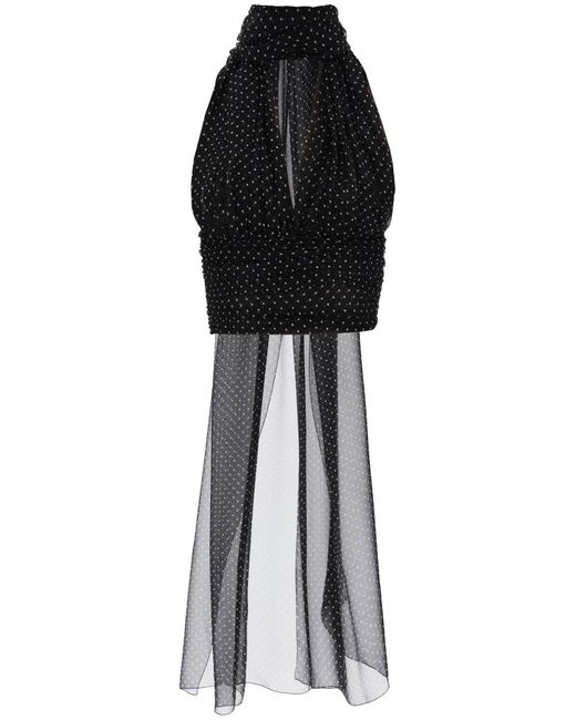 Dolce & Gabbana Black Chiffon Top mit Schalzubehör
