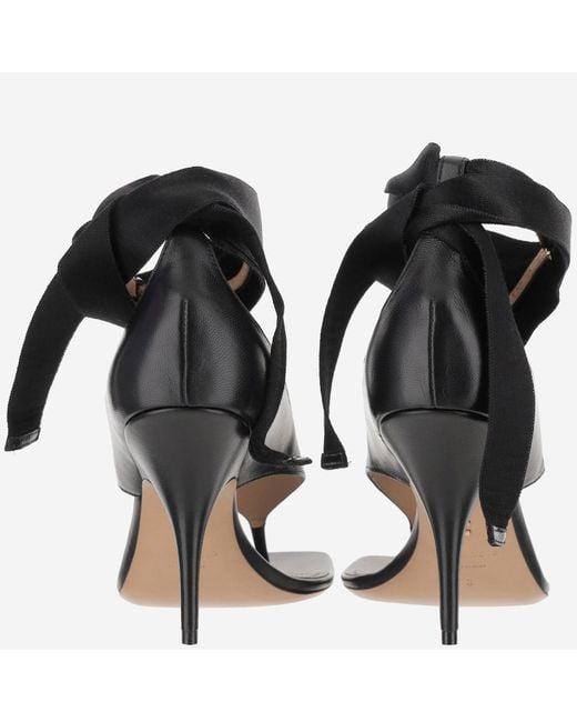 Ferragamo Black Leather Sandal With Heel