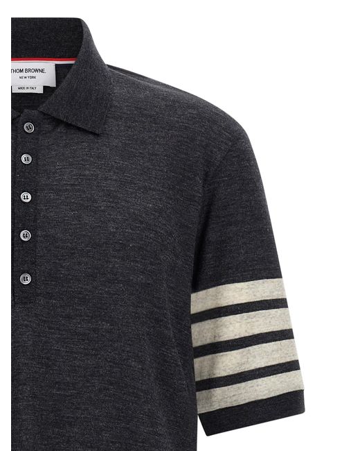 Thom Browne Black '4 Bar' Polo -Hemd