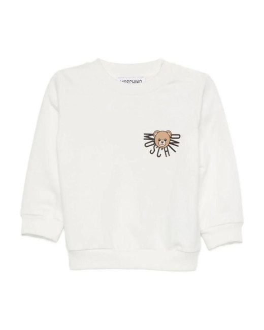 Moschino White Hoodless Sweatshirt With Logo