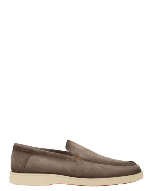 Santoni Brown Suede Moccasin