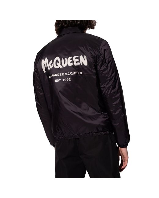 Alexander McQueen Blue Windbreaker Logo Jacket for men