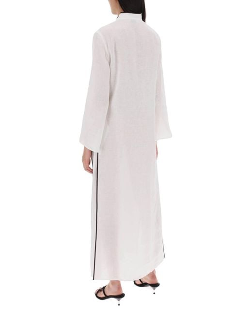 Tory Burch White Long Leinenkleid Kleid
