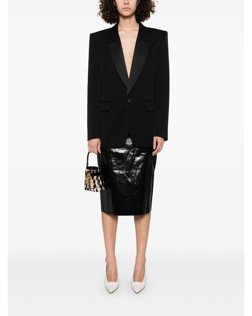 Saint Laurent Black Grain De Poudre Tuxedo Jacket