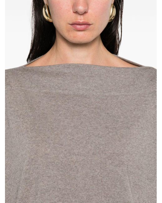 Daniela Gregis Gray Wool Boat Neck Sweater