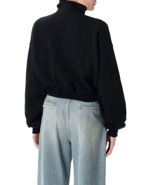 ÉTERNE Black Half-Zip Cropped Sweatshirt