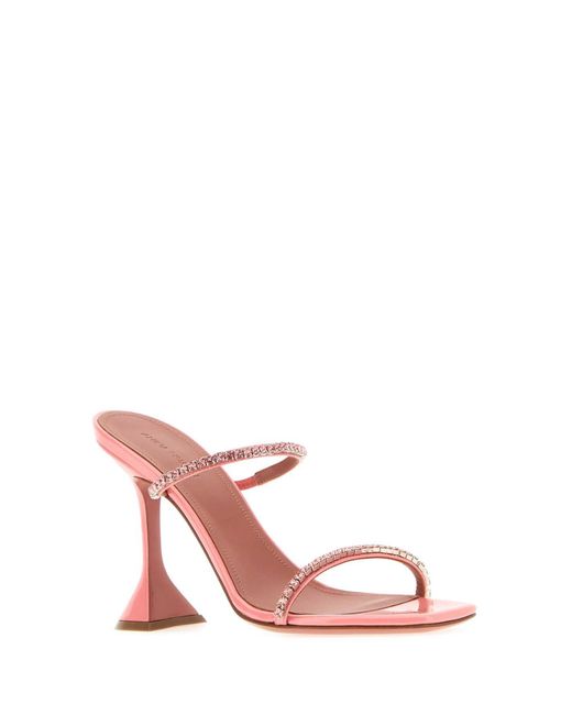AMINA MUADDI Pink Leather Gilda Mules