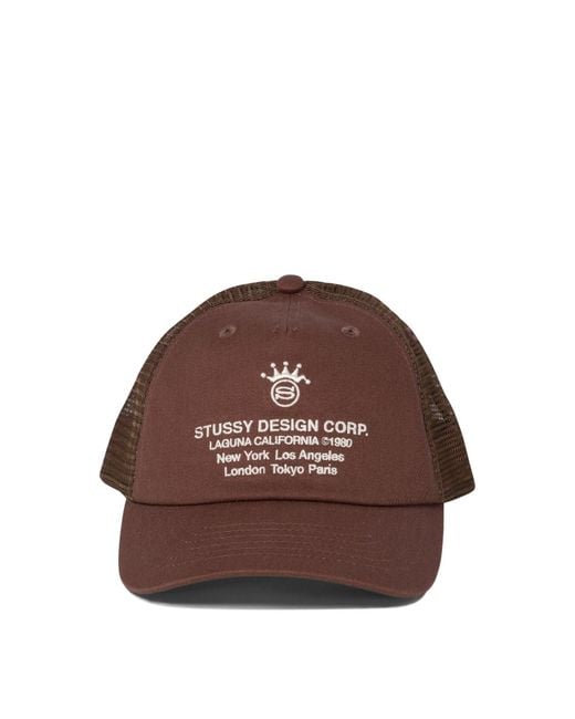 Stussy Brown Curved-Brim Mesh-Back Trucker Cap for men