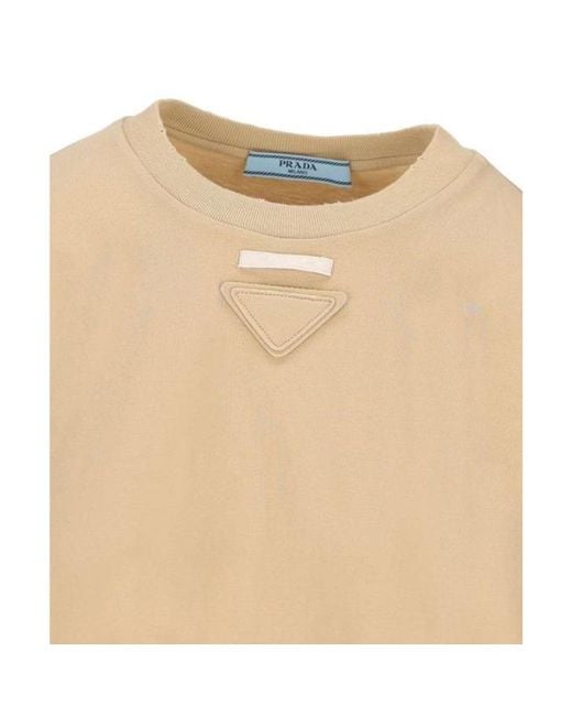 Prada Natural Cotton Patch T Shirt for men