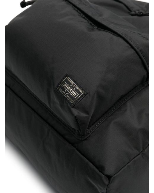 Porter-Yoshida and Co Black Logo-Patch Ripstop Backpack for men