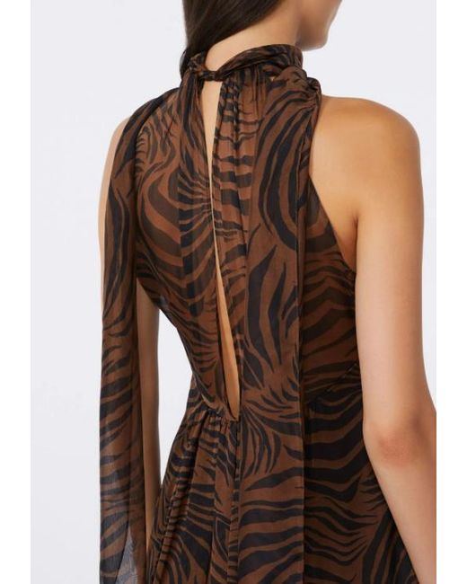 Max Mara Brown Printed Silk Chiffon Dress