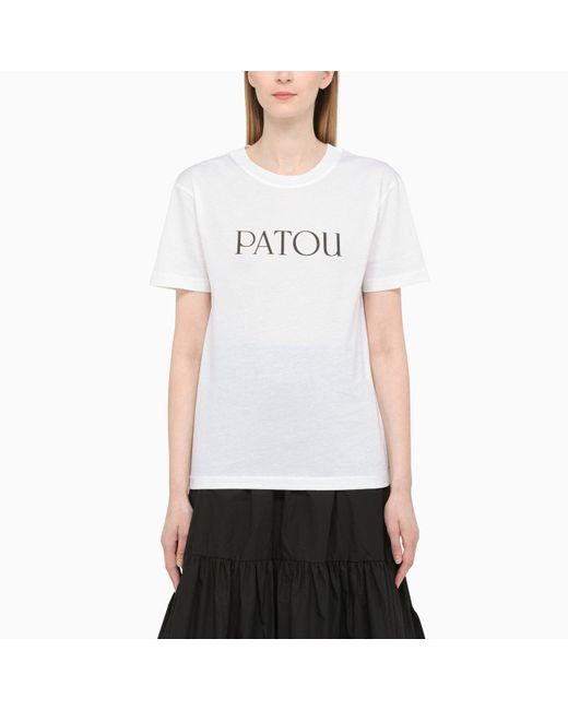 Patou White Crew Neck T Shirt With Logo | Lyst