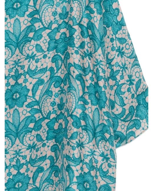 Gianluca Capannolo Blue Laura Printed Silk Blouse