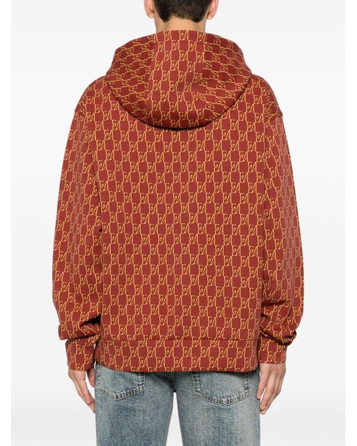Emporio Armani Red Printed Cotton Hoodie for men