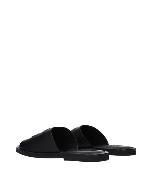 Ferragamo Black Lionel Leather Slides And Clogs