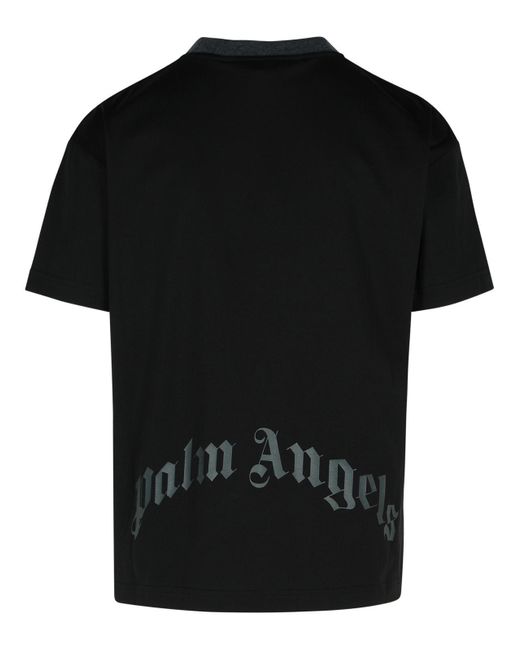 Camiseta de mezcla de algodón negro de 'Curvado Palm Angels de hombre de color Black