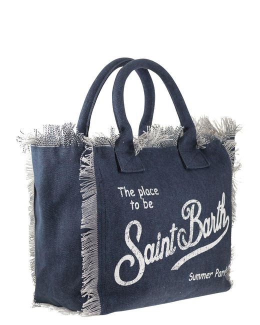 Vanity Denim Canvas Handbag Mc2 Saint Barth de color Blue