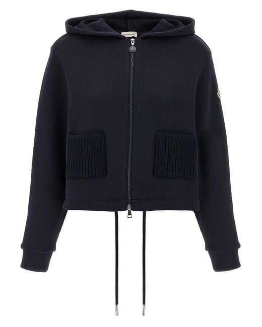 Moncler Gebreide Zakken Hoodie in het Blue