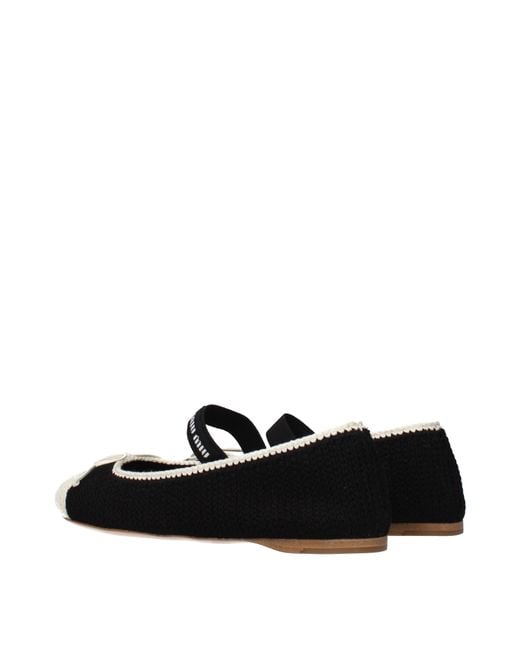 Miu Miu Black Ballerina Shoes Fabric/Ivory