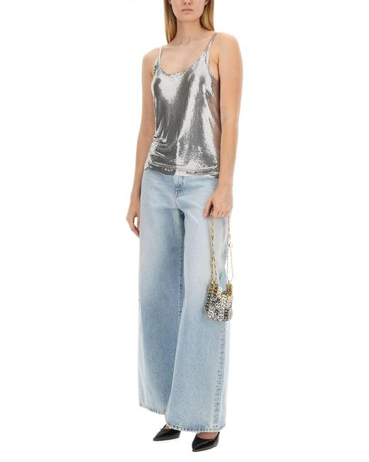 Rabanne Blue Mesh Wire Top