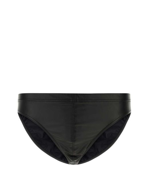 Tom Ford Black Faux Leather Laminated Jersey Swim Brief for men