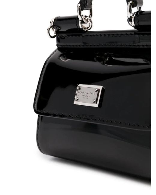 Dolce & Gabbana Black Mini Tote Bag With Logo Plaque