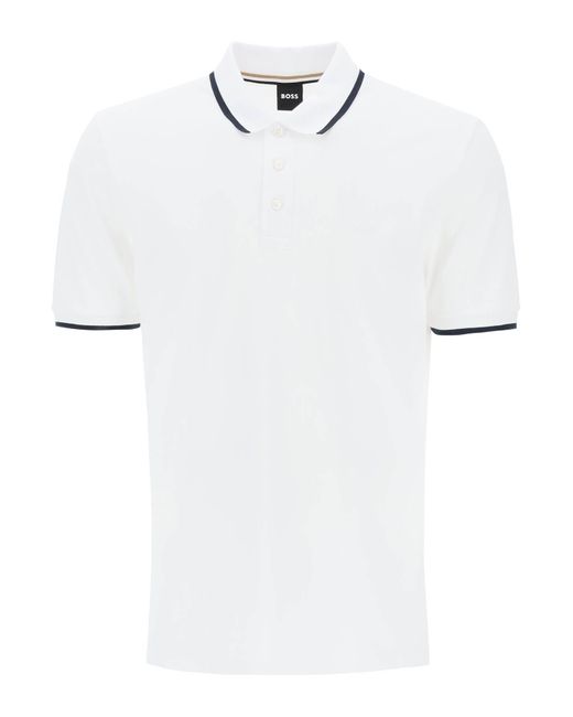 Boss Polo -Shirt mit kontrastierenden Kanten in White für Herren