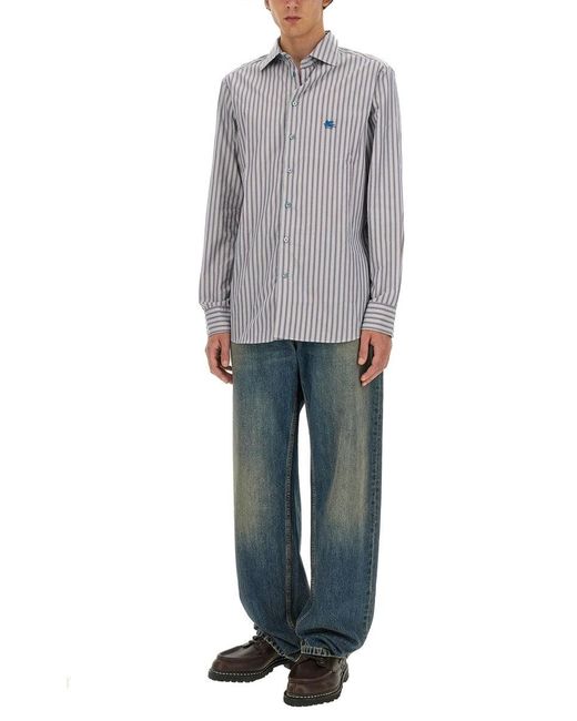 Etro Gray Pegasus Shirt for men