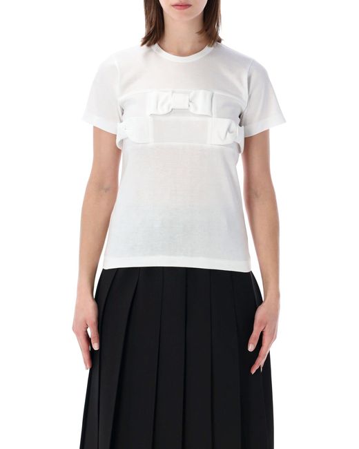 Comme des Garçons White Girl Bow Detail T-Shirt