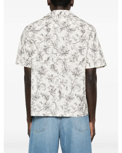 Golden Goose Deluxe Brand White Journey M's Short Sleeves Boxy Shirt Pasifae Printed Cotton