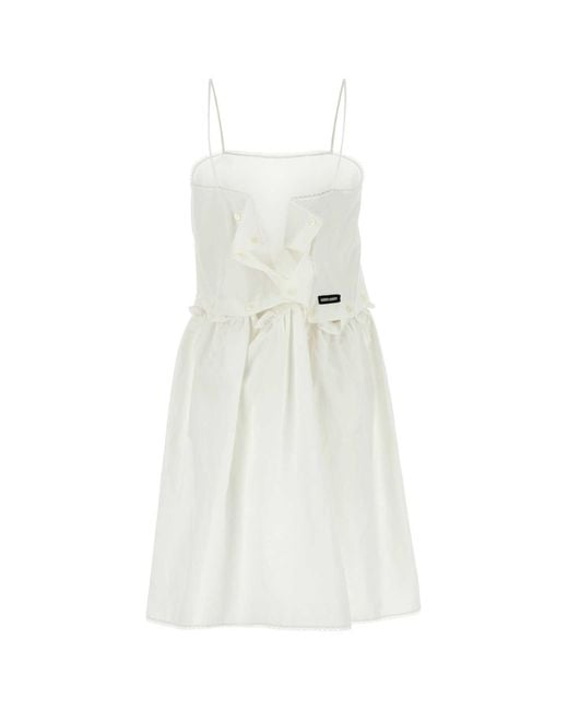 Miu Miu White Poplin Mini Dress Cotton